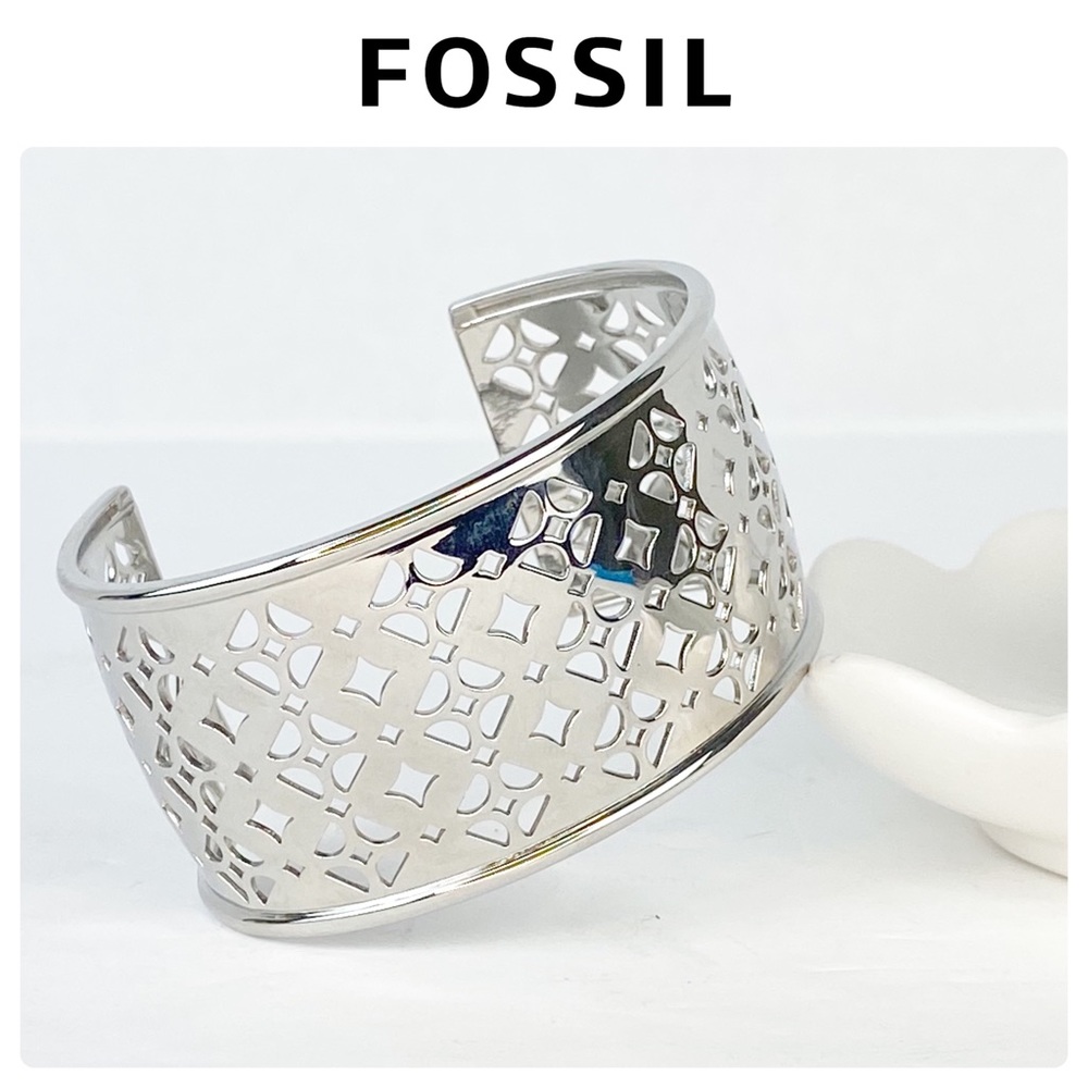Fossil Silver Laser Cut Cuff Bracelet